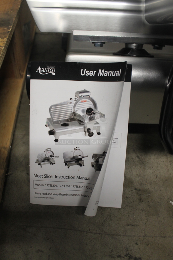 BRAND NEW! Avantco SL312 Stainless Steel Commercial Countertop 12" Manual Gravity Feed Meat Slicer w/ Blade Sharpener. 115 Volts, 1 Phase. Tested and Working! - Image 4 of 8