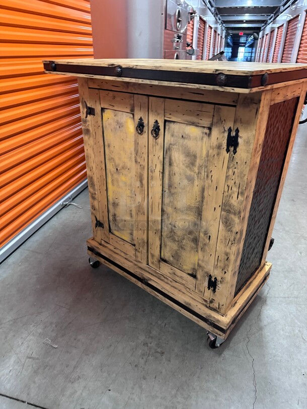 Beautiful! Wooden Hostess Station with Metal Studs  - Image 5 of 8