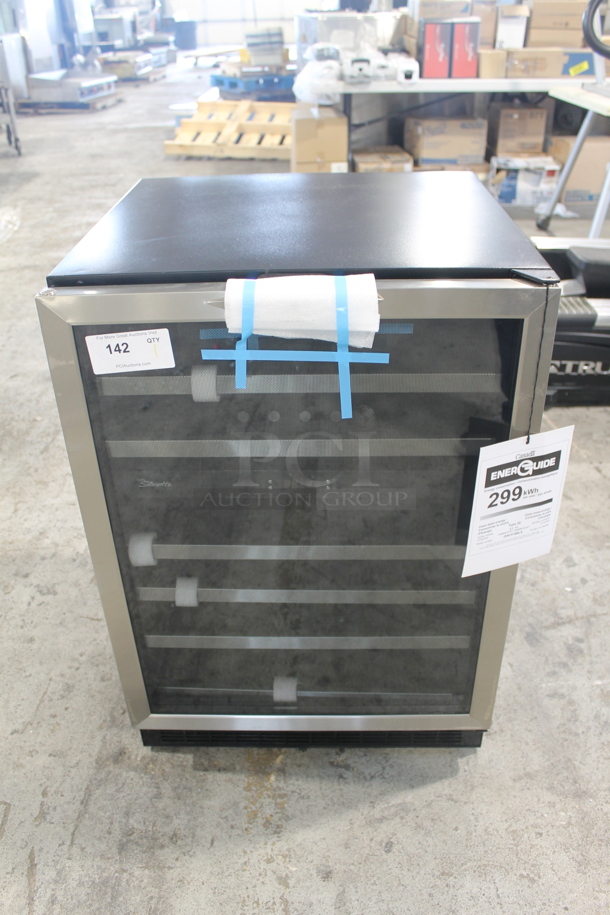 BRAND NEW SCRATCH AND DENT! Danby DWC518BLS Silhouette Wine Cooler With Glass Door Trimmed in Stainless Steel With Steel Front Pull Out Racks.115V. Tested and Working!  - Image 1 of 6