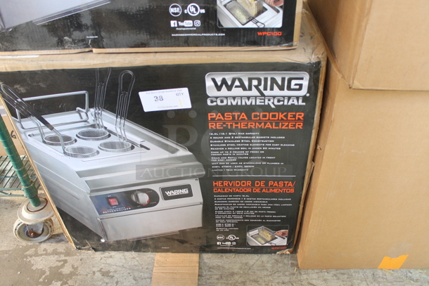 BRAND NEW IN BOX! Waring WPC100 Stainless Steel Commercial Countertop Electric Powered 3.5 Gallon Electric Pasta Cooker / Rethermalizer w/ Baskets. 240 Volts.  - Image 2 of 2