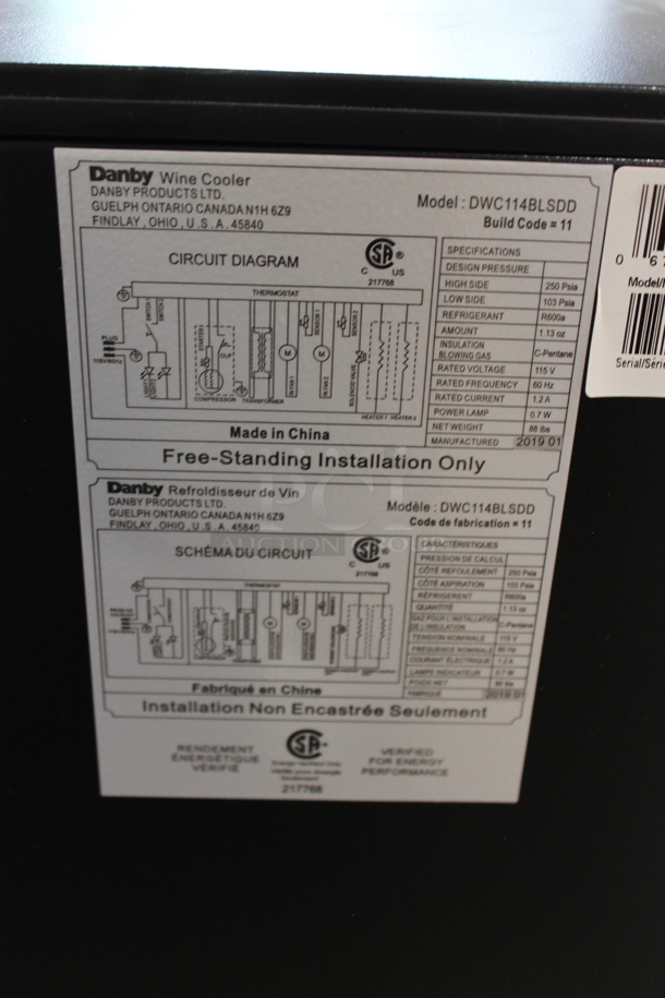 BRAND NEW SCRATCH AND DENT! Danby DWC114BLSDD 38 Bottle Dual Zone Freestanding Wine Cooler Merchandiser. 115 Volts, 1 Phase. Tested and Working! - Image 3 of 3