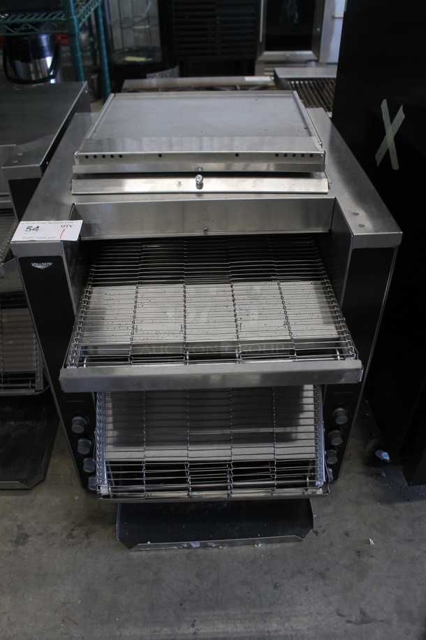 BRAND NEW SCRATCH AND DENT! Vollrath JT4 Stainless Steel Commercial Countertop Electric Powered Dual Conveyor Toaster with 1 1/2"-3" and 1 1/2" Openings. 240 Volts, 1 Phase.  - Image 2 of 6