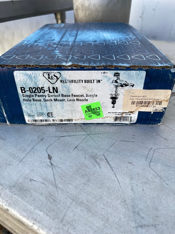 New! T&S B-0205-LN Deck Mount Pantry Faucet Base - Image 4 of 5