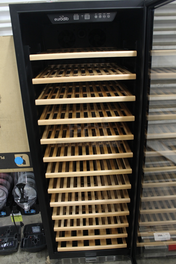 BRAND NEW SCRATCH AND DENT! Eurodib USF-128S Commercial Stainless Steel Single Glass Door Wine Display Cooler With Wood Shelves. 110-120V. Tested And Working!  - Image 3 of 5