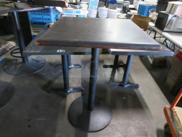 Wooden Black Table Top On Assorted  Bar Height Base. 30X30X42