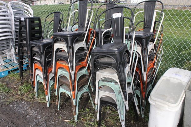 38 Metal Tolix Style Dining Height Chairs; Black, White, Brown, Orange and Blue. 38 Times Your Bid! - Image 2 of 2