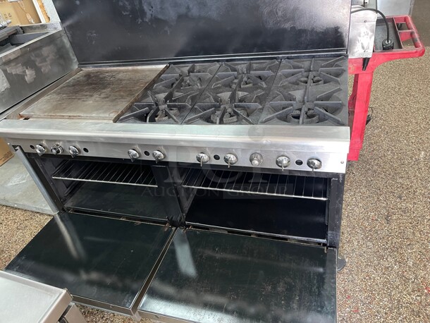 Working! Imperial Commercial Gas 6 Burner with 24 inch Flat Grill Griddle W/ 2 Full size Ovens NSF Tested and Working! - Image 5 of 8