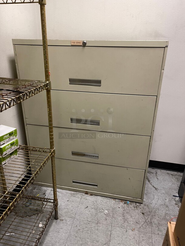 Clean! 42 Inch Wide  Lateral 4-Drawer File Cabinet, Metal, Putty NSF - Image 5 of 8