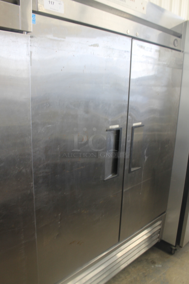 2013 True T-49F ENERGY STAR Stainless Steel Commercial Two Door Reach In Freezer w/ Poly Coated Racks on Commercial Casters. 115 Volts, 1 Phase. Tested and Working! - Image 2 of 7