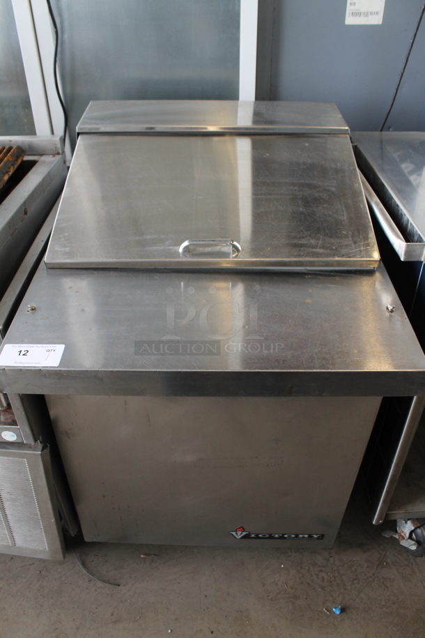 Victory UR-27-SAL Stainless Steel Commercial Sandwich Salad Prep Table Bain Marie Mega Top on Commercial Casters. 115 Volts, 1 Phase. Tested and Powers On But Does Not Get Cold