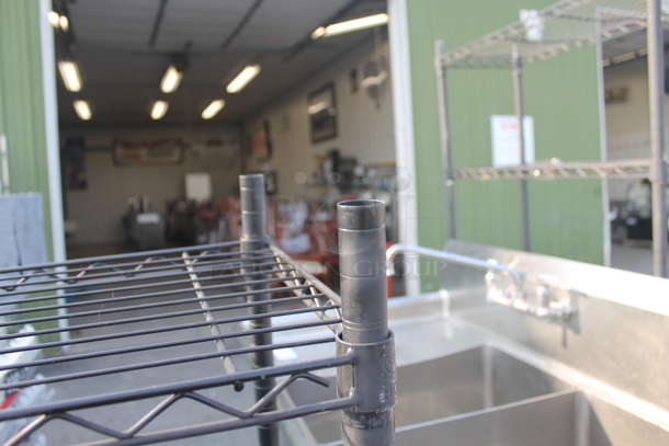 Commercial Stainless Steel Open Utility Shelf With Metro Style Shelving on Galvanized Legs. BUYER MUST DISMANTLE. PCI CANNOT DISMANTLE FOR SHIPPING. PLEASE CONSIDER FREIGHT CHARGES.  - Image 2 of 5