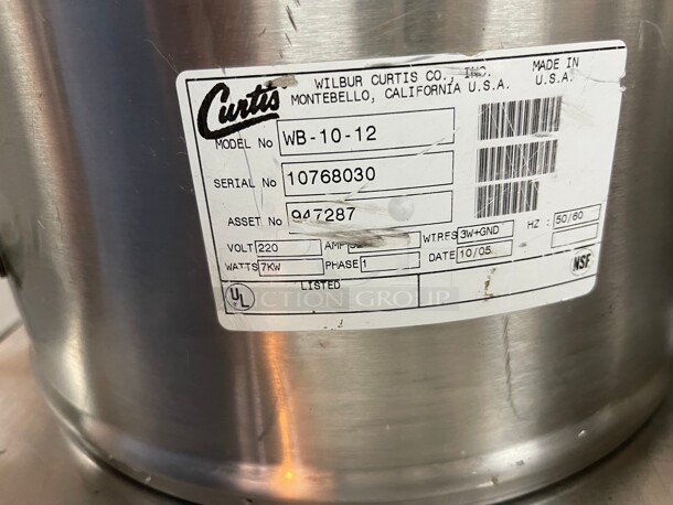 Working! Curtis (WB-10-12) - 10 gal Commercial Water Boiler 220 Volt 1 Phase NSF Tested and Working - Image 5 of 7