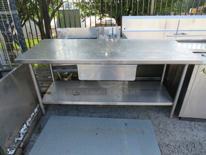 One Stainless Steel Table With 1 Drawer And A Stainless Steel Under Shelf. 72X30X34
