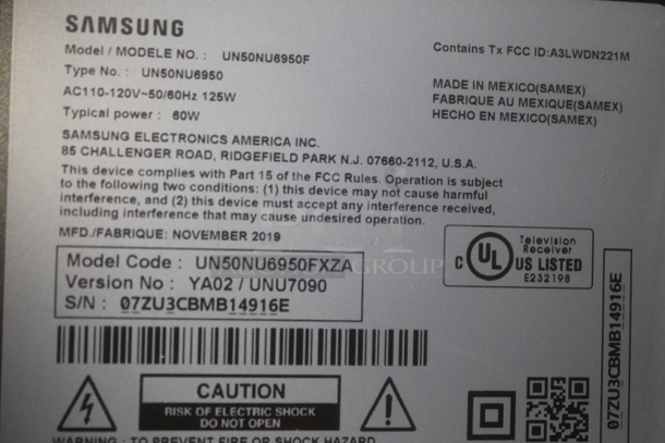 Samsung UN50NU6950F 50" Television. 110-120 Volts, 1 Phase. Buyer Must Pick Up - We Will Not Ship This Item - Image 6 of 6