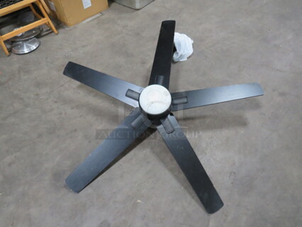 One Black 5 Blade Ceiling Fan With Light.