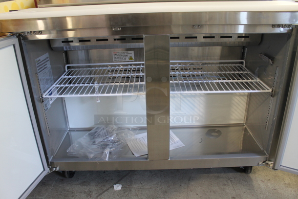 Avantco 178APT48HC Stainless Steel Commercial Sandwich Salad Prep Table Bain Marie Mega Top on Commercial Casters. 115 Volts, 1 Phase. Tested and Working! - Image 4 of 6