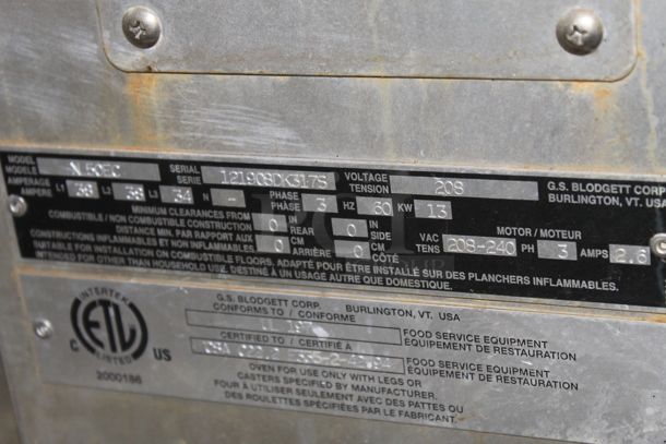 2 Blodgett Stainless Steel Commercial Half Size Convection Ovens w/ Solid Door on Commercial Casters. Bottom Unit is Model N 50C. 208 Volts, 3 Phase. 2 Times Your Bid! - Image 12 of 12