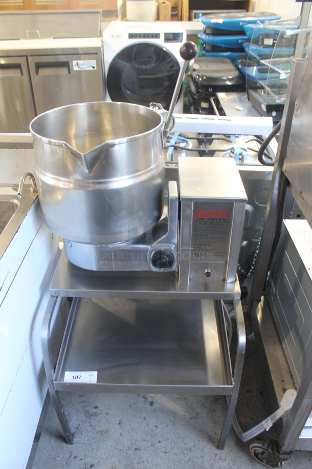 Groen TDB/4-20 Stainless Steel Commercial Countertop 20 Quart Steam Tilting Kettle on Stand. 208 Volts, 3 Phase. - Image 1 of 9