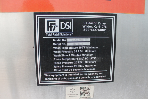 DSI SD-20-ELEL Stainless Steel Commercial Floor Style Pot and Pan Washer. 480 Volts, 3 Phase. - Image 3 of 7