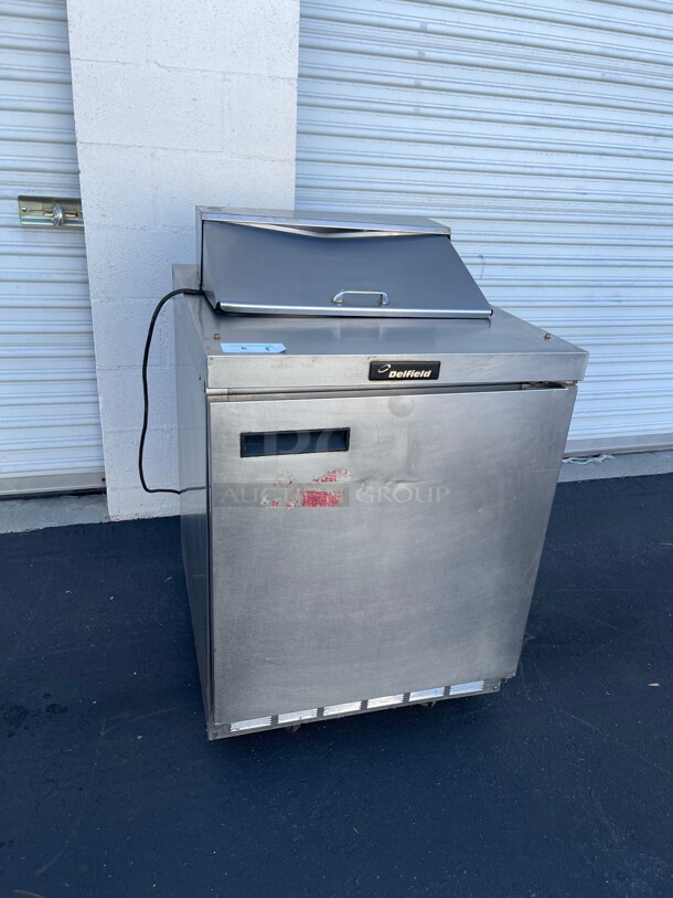 Working! Delfield 27 inch Commercial Refrigerated One Door Prep Sandwich Table NSF 115 Volt Tested and Working! - Image 1 of 9