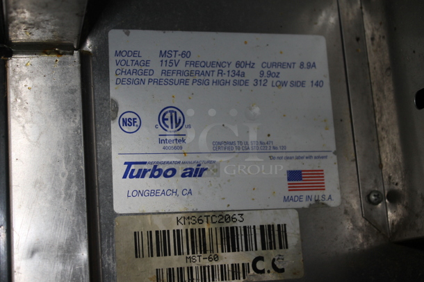 Turbo Air MST-60 Stainless Steel Commercial Sandwich Salad Prep Table Bain Marie Mega Top on Commercial Casters. 115 Volts, 1 Phase. Tested and Working! - Image 3 of 5