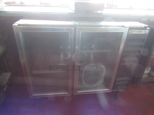 One Beverage Air 2 Glass Door Back Bar Cooler With 4 Racks, On Casters. Model# BB48G. 115 Volt. 48X30X40 BUYER MUST REMOVE