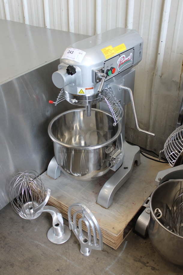 Primo PM-20 Metal Commercial 20 Quart Planetary Dough Mixer w/ Stainless Steel Mixing Bowl, Bowl Guard, Paddle, Whisk and Dough Attachments. Tested and Working! - Image 1 of 7