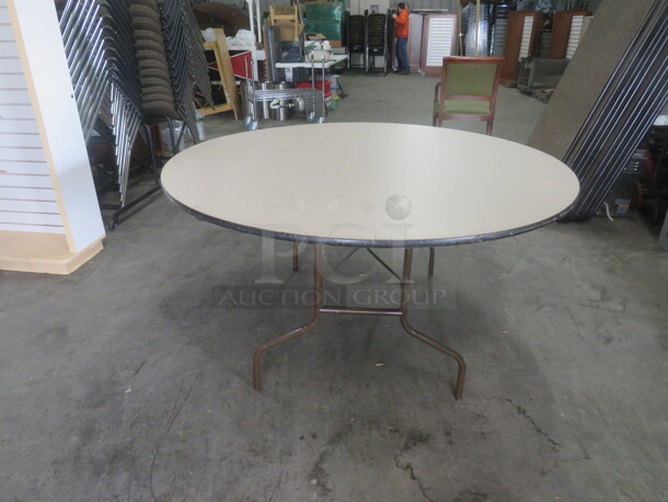 One 60 Inch Round Laminate Folding Table. 60X60X29 - Image 1 of 2