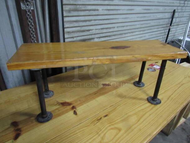 One Wooden Bench With Industrial Look Metal Legs. 36X11X14