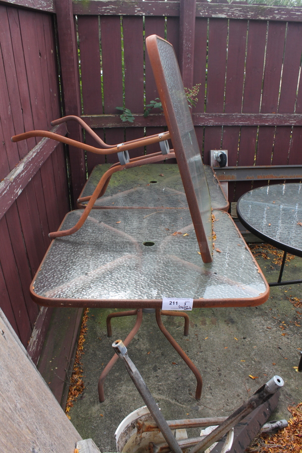 3 Square Patio Tables. 3 Times Your Bid! BUYER MUST REMOVE. (outside) - Image 1 of 3