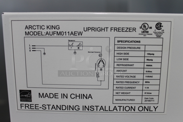 BRAND NEW SCRATCH AND DENT! Arctic King AUFM011AEW Mini Upright Freezer. 115 Volts, 1 Phase. Tested and Working! - Image 8 of 8