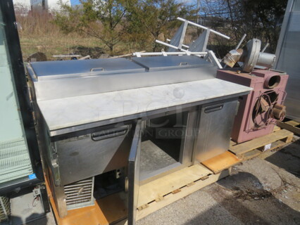 One 3 Door Refrigerated Prep Table With Cutting Board. 72X36X40.