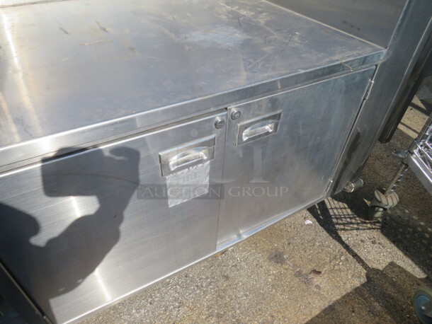 One STainless Steel Kiosk With 1 Door Cooler, Hand Sink, Cash Drawer, Work Area, SS Flip Up Side Table, 240 Volt Breaker Box, Ariston Hot Water Heater, 4 Doors For Storage, On Casters. 85X35X61 - Image 5 of 6