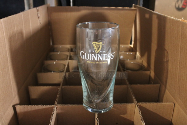 12 BRAND NEW IN BOX! Guiness Beverage Glasses. 3x3x7. 12 Times Your Bid!