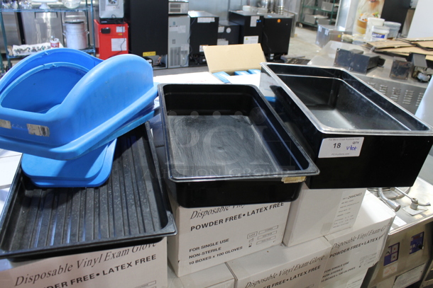 ALL ONE MONEY! Lot of Various Items Including Poly Drop In Bins and Blue Trash Can Lids - Image 1 of 4