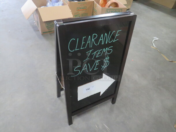 One Wooden Framed Chalkboard SideWalk Sign. 33.5X20