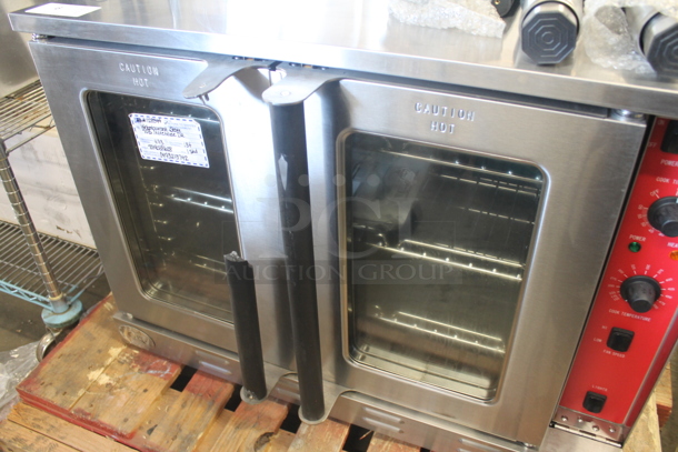 BRAND NEW SCRATCH AND DENT! CPG 351FEC100E Cooking Performance Group Commercial Stainless Steel Electric Convection Oven With Steel Racks. Missing 1 Leg. 220-240V, 3 Phase.  - Image 4 of 9