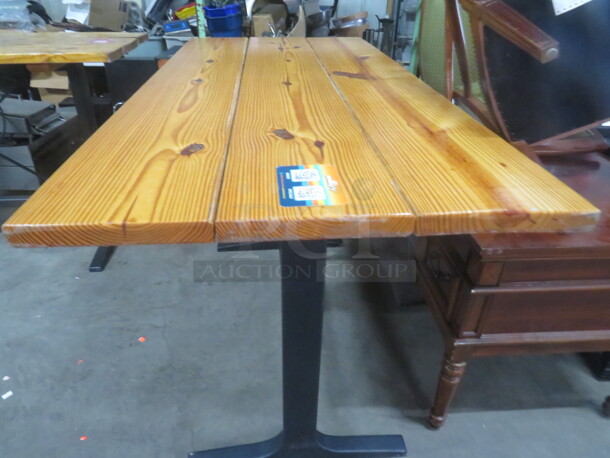 One Wooden Table Top On A Bar Height Black Industrial Base. 72X34X42 - Image 3 of 4