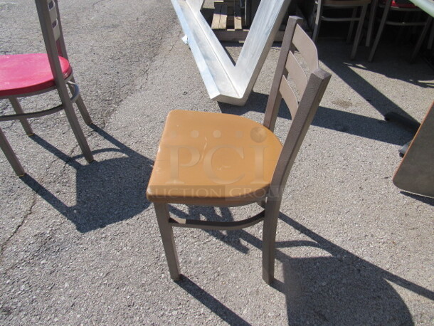 Brown Metal Chair With A Brown Poly Seat. 3XBID - Image 2 of 2