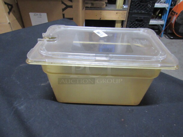 1/4 Size 6 Inch Deep Amber Food Storage Container With Lid. 2XBID - Image 1 of 1