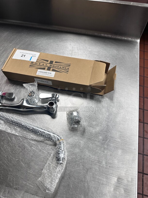 New! Royal Britania Commercial 12 inch Wall Mounted Swing Spout Swivel Faucet with 8 inch Centers - Image 6 of 10