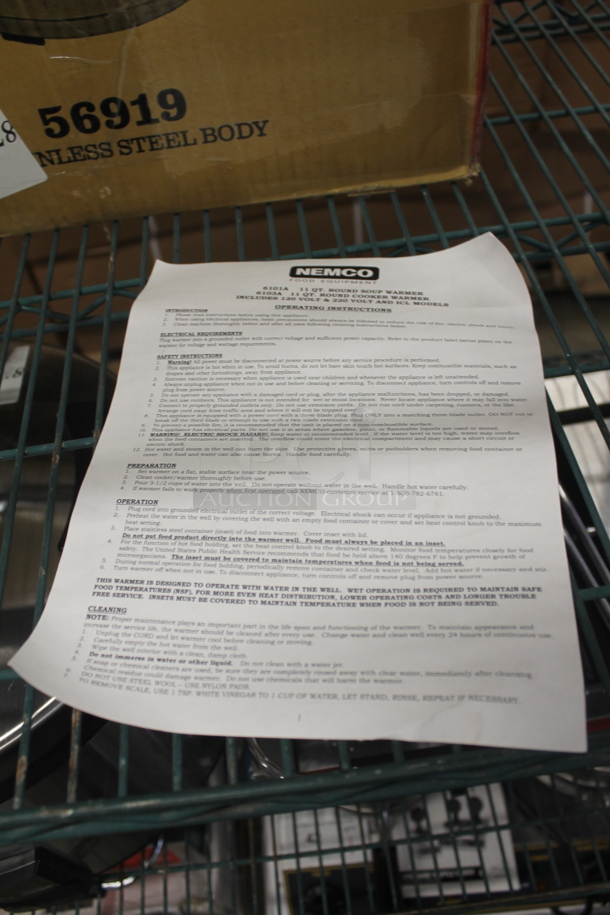 BRAND NEW SCRATCH AND DENT! Nemco 6101A Commercial Stainless Steel Countertop 11 Quart Round Soup Warmer. 120V. Tested And Working!  - Image 5 of 6