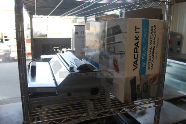 BRAND NEW SCRATCH AND DENT!  VACPAK-IT 186VME16SS Commercial Stainless Steel Electric Countertop External Vacuum Sealer With 16" Seal Bar. 120V. Tested And Working! - Image 3 of 9