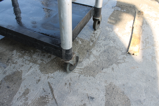 Qualite Black and Gray Poly 3 Tier Cart w/ Push Handles on Commercial Casters. - Image 7 of 7