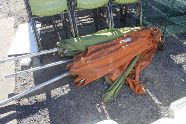 3 Patio Umbrellas; Orange and Green. 93". 3 Times Your Bid! - Image 1 of 2