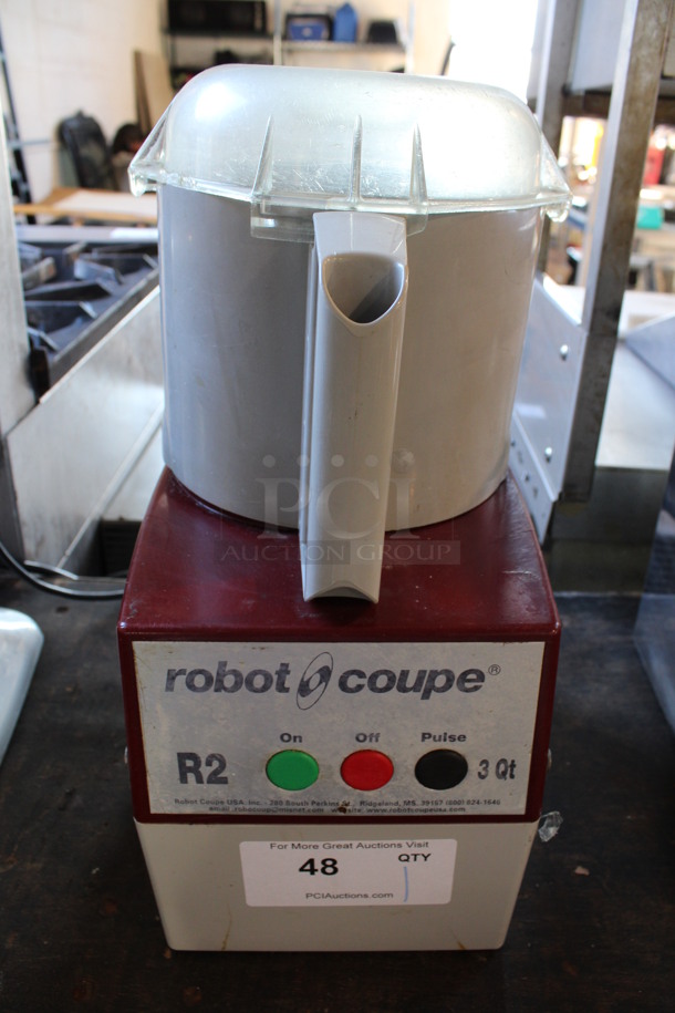 Robot Coupe Model R2N Metal Commercial Countertop 3 Quart Food Processor w/ Bowl, Lid and S Blade. 8x11x17. Tested and Working!