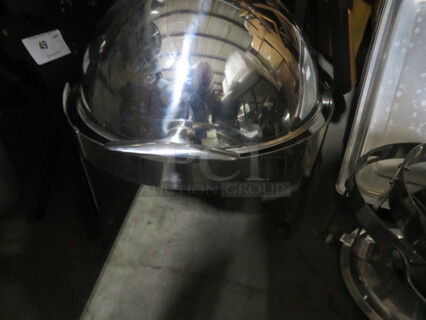 One Round Stainless Steel Roll Top Chafer.