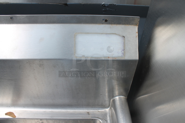 Stainless Steel Commercial 3 Bay Sink w/ Left Side Drain Board. No Legs. Bays 23x23. Drain Board 22x26.  - Image 9 of 11