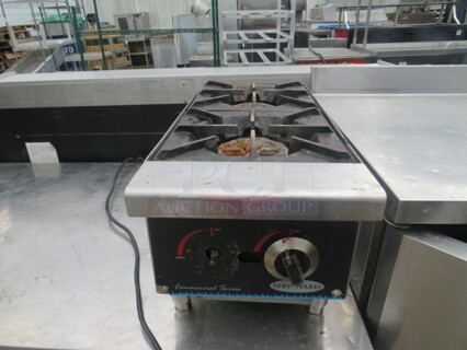 One Serve Ware Table Top 2 Burner Natural Gas Range. 12X28X13
