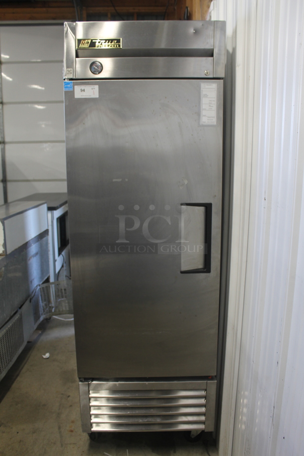 2013 True T-23F Commercial Stainless Steel Single Door Reach-In Freezer With Polycoatred Shelves On Commercial Casters. 115V, 1 Phase. Tested and Working!